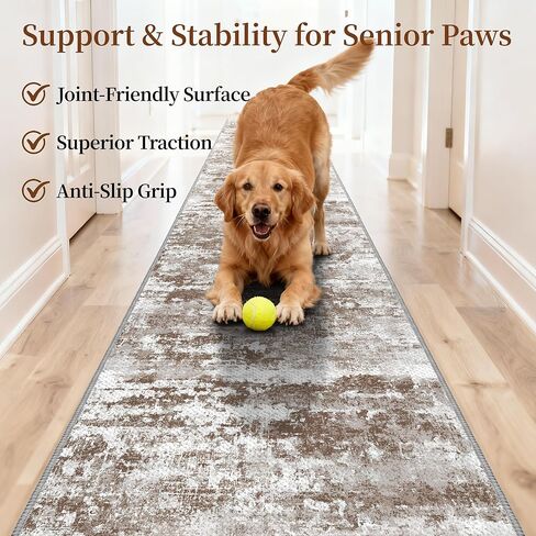 Runners for Hallways Ultra Non-Slip 2x10 Long Runner Rugs Washable Abstract Tear and Stain Resistance No Pile Lightweight Modern Rug Runners for Entryway, Kitchen, Walkway, Entrance, Brown in Saudi Arabia
