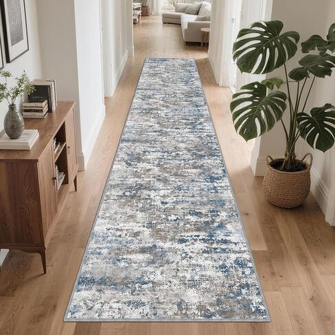Runners for Hallways Ultra Non-Slip 2x10 Long Runner Rugs Washable Abstract Tear and Stain Resistance No Pile Lightweight Modern Rug Runners for Entryway, Kitchen, Walkway, Entrance, Brown in Saudi Arabia