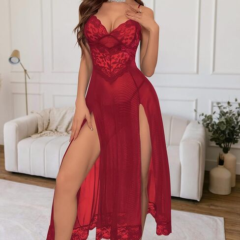 Lingerie for Women Sexy Lingerie and Panty Sets Robes 2 PCS Lace Sexy Pajama Sleepwear Nightgowns Outfits for Women in Saudi Arabia