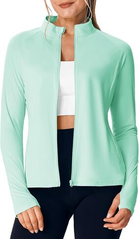 TBMPOY Women's Packable UPF 50+ Sun Protection Athletic Jacket Lightweight Full Zip Long Sleeve Workout Hiking SPF Shirt in Saudi Arabia