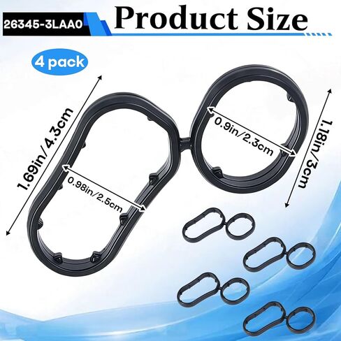 4-Pack 26345-3LAA0 Oil Filter Housing Gasket, Compatible with 2018-2020 Kia, Telluride 2020-2024 3.8L, Hyundai Genesis Palisade 3.8L Engine.Replaces 26345-3LAA0 in Kuwait