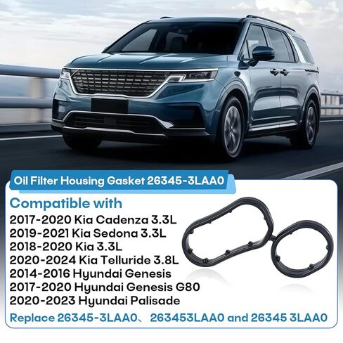 4-Pack 26345-3LAA0 Oil Filter Housing Gasket, Compatible with 2018-2020 Kia, Telluride 2020-2024 3.8L, Hyundai Genesis Palisade 3.8L Engine.Replaces 26345-3LAA0 in Kuwait
