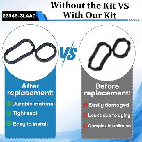 4-Pack 26345-3LAA0 Oil Filter Housing Gasket, Compatible with 2018-2020 Kia, Telluride 2020-2024 3.8L, Hyundai Genesis Palisade 3.8L Engine.Replaces 26345-3LAA0 in Kuwait