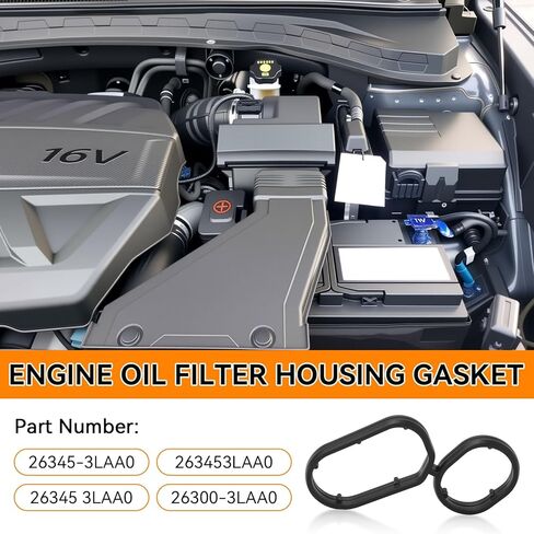 26345-3LAA0 Engine Oil Filter Housing Gasket Compatible with Kia 2018-2020 Sedona 2019-2021 Cadenza 2017-202, for Hyundai Palisade 2020-2023 Genesis 2014-2020 Engine Leak-Proof, 2 PCS in Saudi Arabia