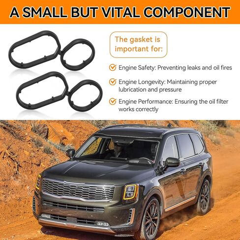 26345-3LAA0 Engine Oil Filter Housing Gasket Compatible with Kia 2018-2020 Sedona 2019-2021 Cadenza 2017-202, for Hyundai Palisade 2020-2023 Genesis 2014-2020 Engine Leak-Proof, 2 PCS in Saudi Arabia