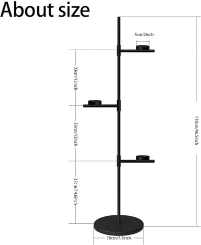 Smtyle Floor Candelabra Tall Tea Light Candle Holder Modern Black Metal Stand for Home Decor, Meditation, and Events in Saudi Arabia