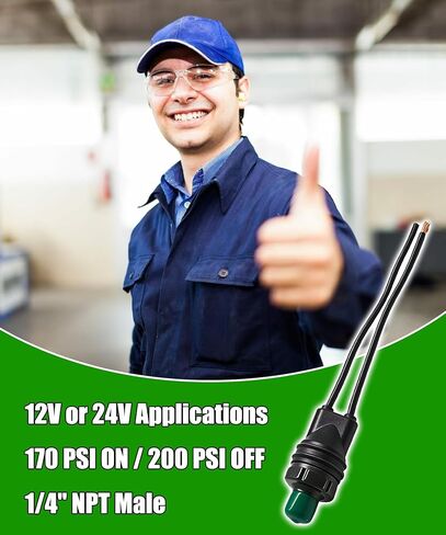 170-200 PSI الثعلبة القرن الهواء مختومة / مفتاح ضغط مقاوم للماء يناسب الأسلاك يؤدي خزان جبل نوع 1/4 "NPT 12V / 24V للقطار / الهواء القرن VXA7200L in Kuwait