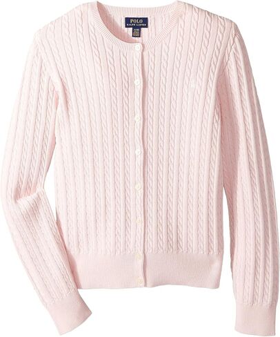 Polo Ralph Lauren Kids Girl's Cable Knit Cotton Cardigan (Little Kids/Big Kids) Hint of Pink/Nevis Pony Player MD (8-10 Big Kids) in Saudi Arabia