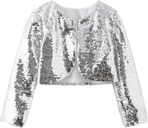 Girls Shiny Sequins Bolero Jacket Shrug Cape One Button Cardigan Sweater Dress Cover Up Coat in Saudi Arabia