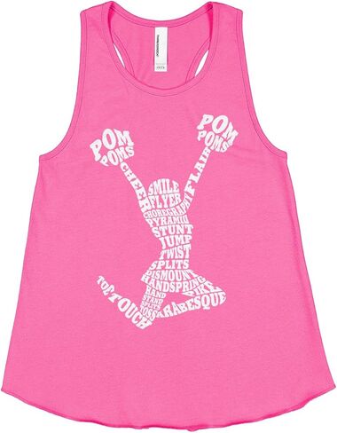 Threadrock Big Girls' Cheerleader Cheer Typography Racerback Tank Top in Saudi Arabia