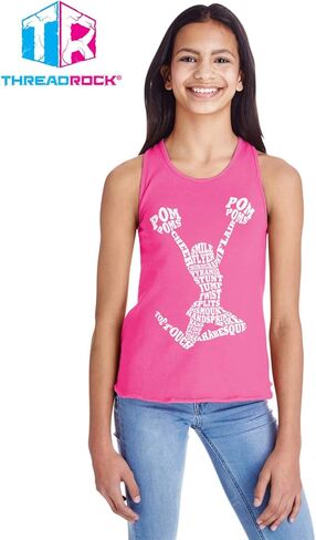 Threadrock Big Girls' Cheerleader Cheer Typography Racerback Tank Top in Saudi Arabia