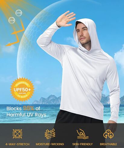 ZITY 3 حزمة الرجال قميص هوديي الحماية من الشمس قمصان الصيد للرجال UPF 50 + قميص طويل الأكمام خفيفة الوزن طفح الحرس in Kuwait