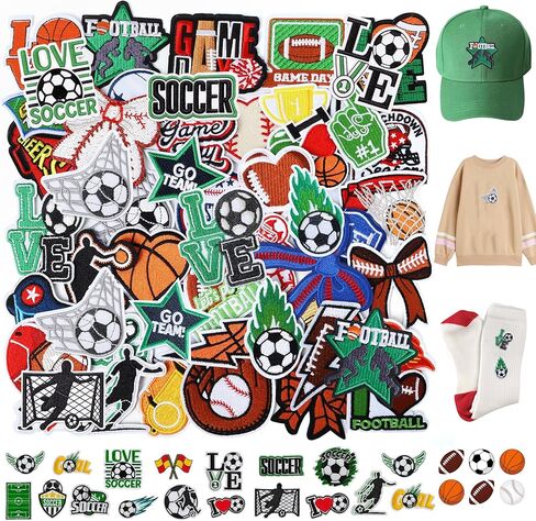 Meneng Iron On Football Mama Patches: 32PCS Embroidered Football Bow Cheer Patch for Mom & Kids - Energetic Football DIY Crafts for Clothing Hats Backpacks Jerseys Jeans in Saudi Arabia