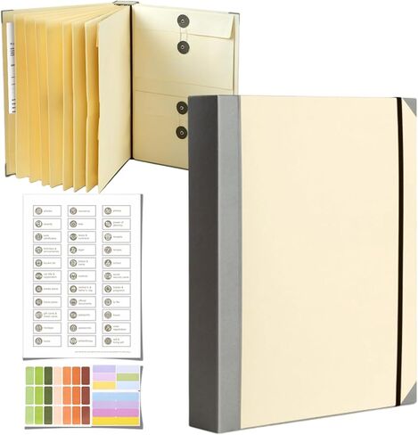 في حالة I Die Binder، مجلد مستندات جيب منظم ملفات الأكورديون مانيلا، مجلد حفظ ملفات محمول متعدد الجيوب، شهادات الميلاد والأوراق المهمة (أزرق) in Kuwait