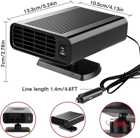 Car Heater, 12V Car Heater That Plugs Into Cigarette Lighte, Portable Car Heaters for Vehicle, 2 in 1 Heating & Cooling Fast Windshield Defrost Defogger in Saudi Arabia