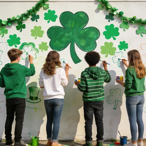 Shamrock Cutouts, St Patricks Day Decorations Clover Cut Outs, Glitter Green Paper Shamrock Cutouts for Bulletin Board Crafts St. Patrick's Day Decorations Irish Classroom Office Party Supplies 24 Pcs in Saudi Arabia