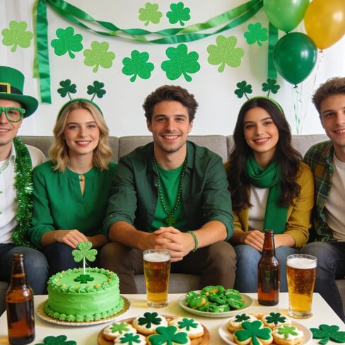 Shamrock Cutouts, St Patricks Day Decorations Clover Cut Outs, Glitter Green Paper Shamrock Cutouts for Bulletin Board Crafts St. Patrick's Day Decorations Irish Classroom Office Party Supplies 24 Pcs in Saudi Arabia