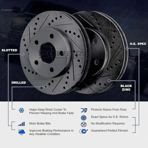 PowerSport Front Brakes and Rotors Kit |Front Brake Pads| Brake Rotors and Pads| Ceramic Brake Pads and Rotors - BBCF.47048.02 in Saudi Arabia