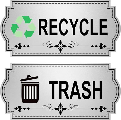 Recycle & Trash Bin Stickers - Waterproof Garbage Recycling Bins Waste Can Labels for Home Kitchen Office Indoor Outdoor Use 1 Set in Saudi Arabia