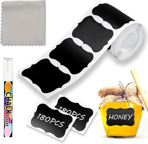 180pcs Chalkboard Labels，Erasable Reusable Blackboard Stickers with 1 Chalk Marker for Mason Jars, Craft Rooms, Weddings, Storage, Pantry Containers and Storage Bin Organize Your Home & Kitchen in Saudi Arabia