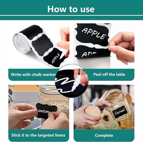 180pcs Chalkboard Labels，Erasable Reusable Blackboard Stickers with 1 Chalk Marker for Mason Jars, Craft Rooms, Weddings, Storage, Pantry Containers and Storage Bin Organize Your Home & Kitchen in Saudi Arabia