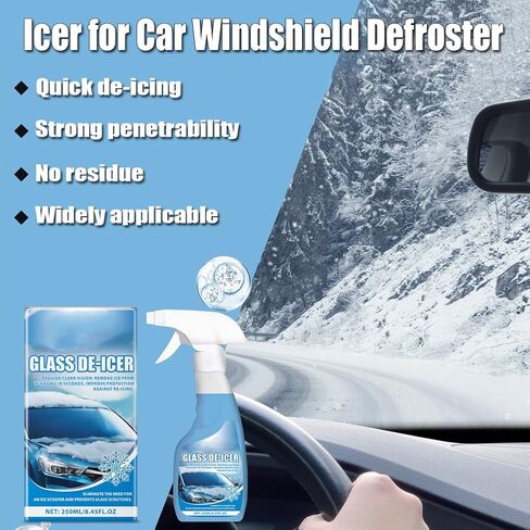 Vingtank Car Windshield Defrosting Spray, Deicer for Car Windshield, Mirrors, Locks - Prevents Re-Freezing & Scratches - 250ML in Saudi Arabia