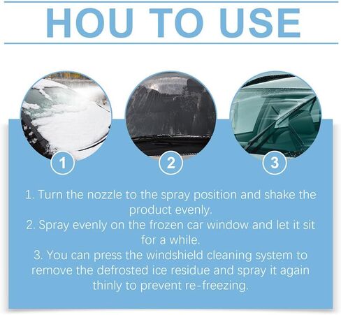 Vingtank Car Windshield Defrosting Spray, Deicer for Car Windshield, Mirrors, Locks - Prevents Re-Freezing & Scratches - 250ML in Saudi Arabia