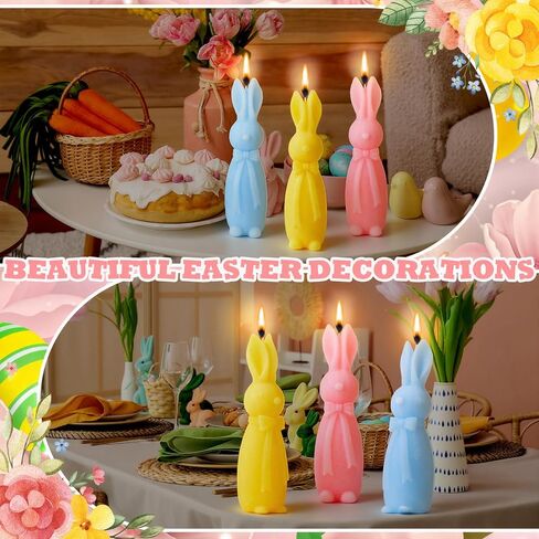 Lounsweer 3 Pcs Easter Bunny Candle 5.7 Inch 3 Color Cute Bunny Shape Pillar Votive Candle for Easter Home Table Shelf Living Bedroom Decor Wedding Party Gifts Supplies in Saudi Arabia