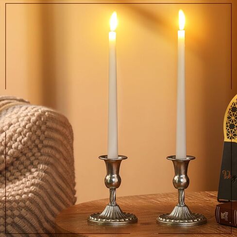 Passover Shabbat Candles Set Including 4 Pcs White Passover Seder Candles and 2 Pcs Retro Silver Printed Plated Candlesticks Total 10 Hours Burn Time Seder Night Passover Theme Table Decor in Saudi Arabia
