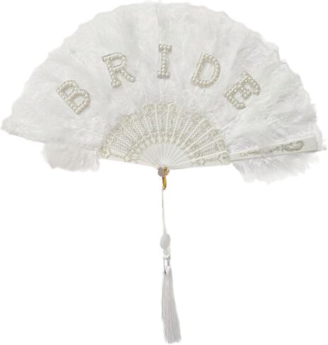 Bridal Fan Wedding Party Decorations Shower Wedding Lace Shower Gift Vintage Feathered Fan in Kuwait
