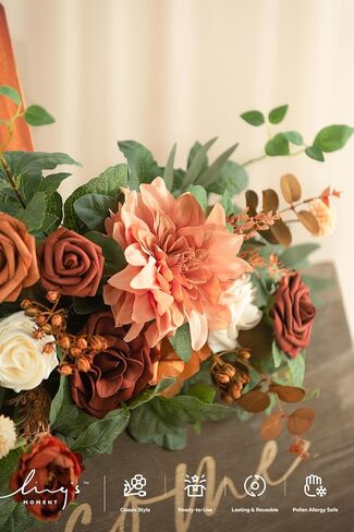 Ling's Moment Fall Wedding Floral Swag Welcome Sign Artificial Flowers Backdrop Garland Terracotta Rust Sepia for Ceremony Reception Wall Easel Home Decoration Entryway Outdoor Board Head Table Decor in Kuwait
