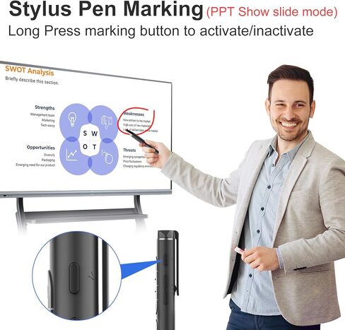 [for Touch Screen] Presentation Clicker with Stylus Pen & Laser Pointer Promethean Board Pen for Touch Screen Smart Board Smartboard Clicker Remote, Wireless Presenter Remote for Android/Windows/Mac in Kuwait