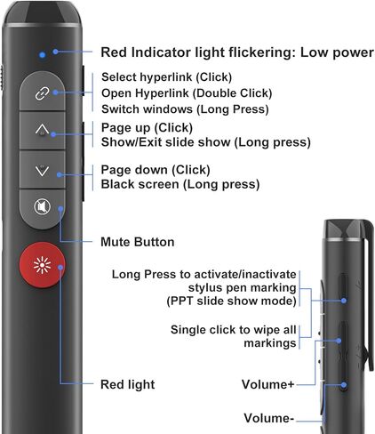 [for Touch Screen] Presentation Clicker with Stylus Pen & Laser Pointer Promethean Board Pen for Touch Screen Smart Board Smartboard Clicker Remote, Wireless Presenter Remote for Android/Windows/Mac in Kuwait