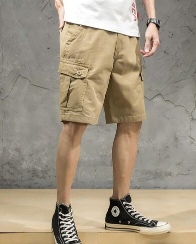 Men's Summer Cargo Shorts Japanese Streetwear Loose Fit Five-Point Pants Inseam Casual Camo Print Versatile Trendy Shorts in Saudi Arabia