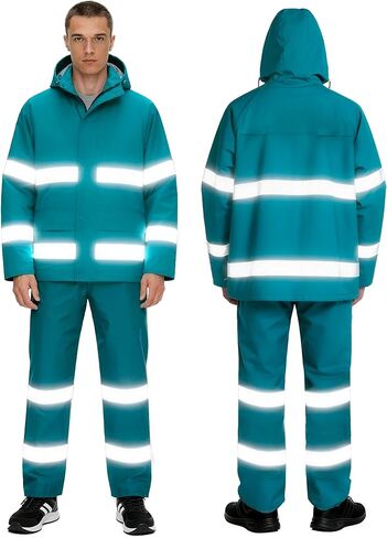 Rain Suit for Men Women Waterproof Heavy Duty Rain Gear Reflective Jacket Bib Pants for Fishing Golf in Saudi Arabia