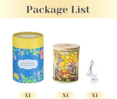 Hewory Hummingbird Gifts for Women: Glass Tea Light Candle Holders Jar with Wood Lid, Hummingbird Christmas Ornament for Mom Grandma Sister, Home Decor for Candle Lover Bird Lover (Include LED String) in Saudi Arabia