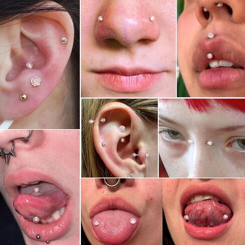 BodyBonita 3Pcs Clear PTFE Helix Rook Piercing Jewelry, Bioflex Plastic Piercing Retainer for Surgery Work Sports, Tragus Daith Lobe Cartilage Earrings Studs Lip Eyebrow Belly Button Ring for Women in Saudi Arabia
