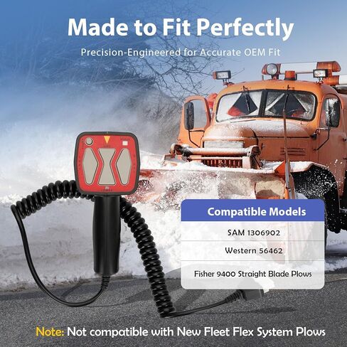 Handheld Snowplow Controller Compatible with Western 56462 Fisher 9400 SAM 1306902 Straight Blade 6 Pin Plug Replacement Switch for Snowplow Trucks Driveway Snow Removal Winter Clearing in Saudi Arabia