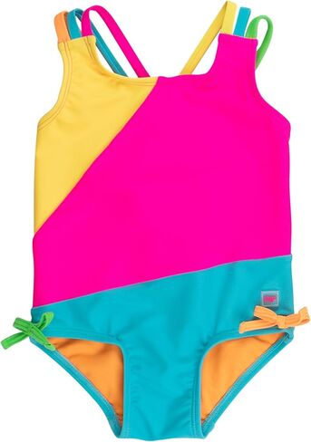 RuffleButts UPF50+ Sun Protected Color Block Cross-Back One Piece Swimsuit in Saudi Arabia