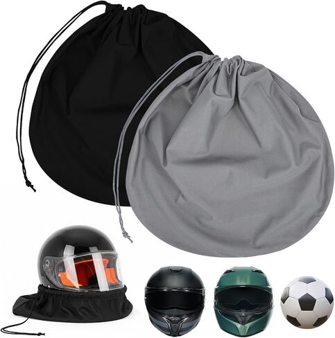 2 Pack Helmet Bags Welding Motorcycle Hood Bag with Drawstring Locking Folding Large Storage Helmet Cover Lightweight Helmets Protection Storage Bag for Bicycle Bike Riding Travel Racing(Black, Grey) in Saudi Arabia