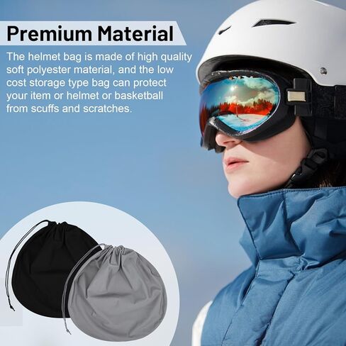 2 Pack Helmet Bags Welding Motorcycle Hood Bag with Drawstring Locking Folding Large Storage Helmet Cover Lightweight Helmets Protection Storage Bag for Bicycle Bike Riding Travel Racing(Black, Grey) in Saudi Arabia