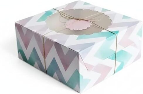 mudrit Kraft Cake Boxes with Window (10pcs) - Kraft Bakery Boxes for Cakes, Donuts, Pie, Cookies, Cupcakes, Chocolates, Desserts: Size 10x10x5 Inches in Kuwait