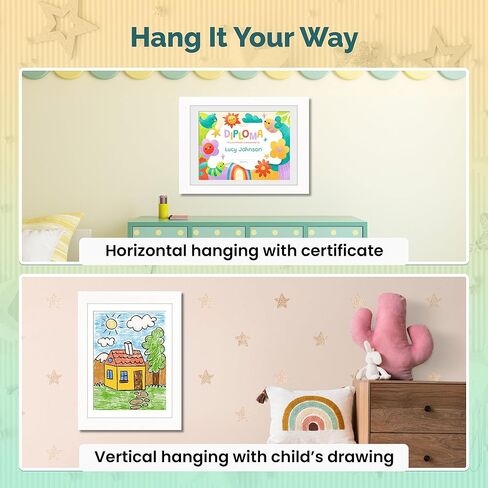Kids Art Display and Photo Frame – A4 Double Magnetic Closure for Wall or Stand, Holds 100 Artworks – MDF Wood & Shatter-Resistant Plexiglass – 33 cm x 24.2 cm - (White) in Saudi Arabia
