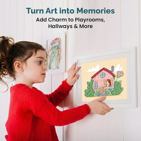 Kids Art Display and Photo Frame – A4 Double Magnetic Closure for Wall or Stand, Holds 100 Artworks – MDF Wood & Shatter-Resistant Plexiglass – 33 cm x 24.2 cm - (White) in Saudi Arabia