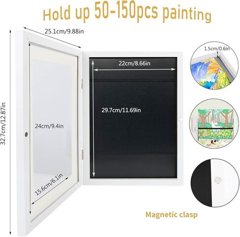 2PCS Kids Art Frames, 8.6x11.6in Front Opening Kids Artwork Frames Changeable Child Artwork Picture Display, Children Storage Frame for Wall, Holds 50pcs Drawings, Craft, White in Saudi Arabia
