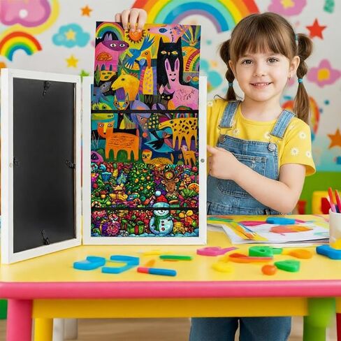 2PCS Kids Art Frames, 8.6x11.6in Front Opening Kids Artwork Frames Changeable Child Artwork Picture Display, Children Storage Frame for Wall, Holds 50pcs Drawings, Craft, White in Saudi Arabia