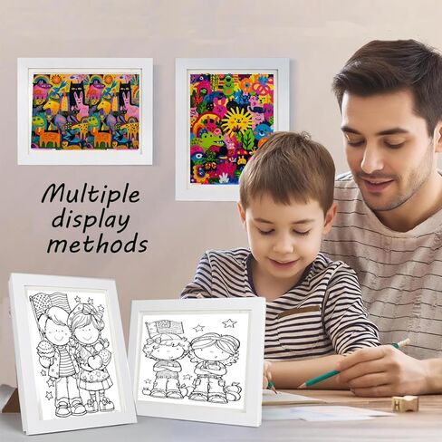 2PCS Kids Art Frames, 8.6x11.6in Front Opening Kids Artwork Frames Changeable Child Artwork Picture Display, Children Storage Frame for Wall, Holds 50pcs Drawings, Craft, White in Saudi Arabia