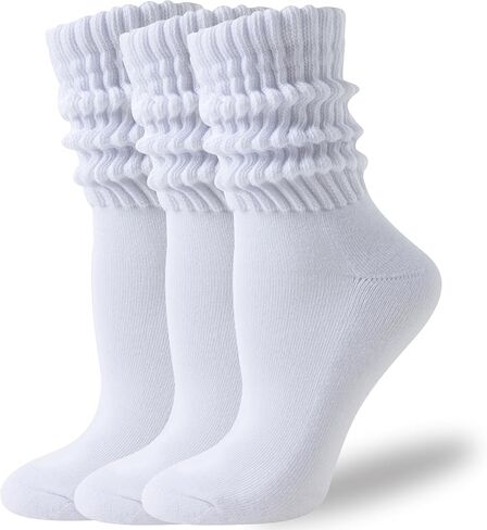 VoJoPi Women's Scrunch Crew Socks, 3 Pairs Cozy Retro Thick Slouchy Socks for Boots, Warm Winter Thermal Gift Set, US 5-11 in Saudi Arabia