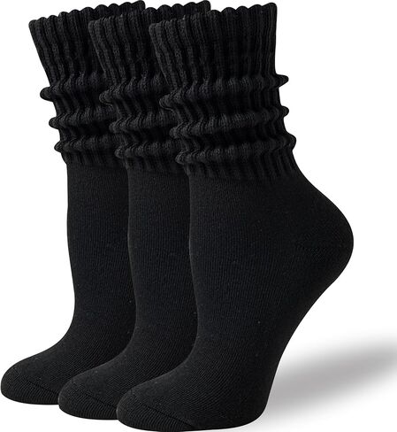 VoJoPi Women's Scrunch Crew Socks, 3 Pairs Cozy Retro Thick Slouchy Socks for Boots, Warm Winter Thermal Gift Set, US 5-11 in Saudi Arabia