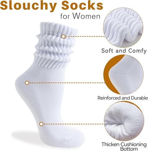 VoJoPi Women's Scrunch Crew Socks, 3 Pairs Cozy Retro Thick Slouchy Socks for Boots, Warm Winter Thermal Gift Set, US 5-11 in Saudi Arabia